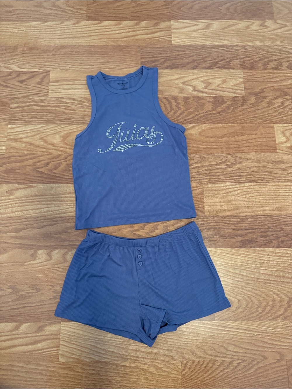 Juicy Couture Periwinkle Ribbed Tank & Shorts Set